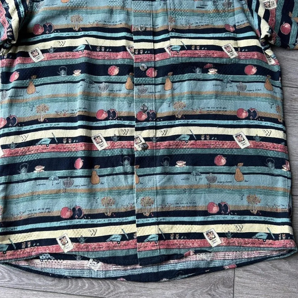 Casa Moda Fruit Print Short Sleeve Hawaii Button Down Shirt Size M - Picture 7 of 12